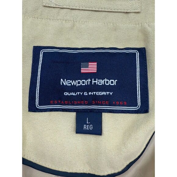 Newport Harbor Mens Jacket Beige  Large  Long Sleeve Full Zip Lined - Picture 6 of 7